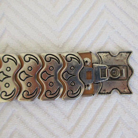 In Transit Soft Leather Metal Waist Belt Western Belt, Sz 32 Made in France Tan - Picture 7 of 9